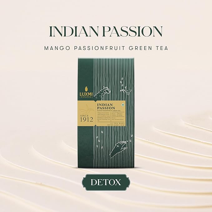 Luxmi Estates - Mango Passionfruit Darjeeling Green Tea, 25 Tea Bags (50g/1.76oz), 100% biodegradable Tea Bags