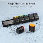KOVIUU Weekly Pill Organizer Magnetic, Removable Pill Box 7 Day 1 Time a Day, Large Travel Pill Case, Week Once Daily Medication Dispenser, Medicine Container Holder for Supplement, Vitamin, Black