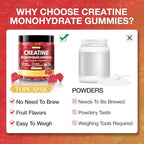 Creatine Gummies for Men & Women - Chewable Creatine Gummy with Taurine & Vitamin B12, 5g Creatine Monohydrate per Serving, 120 Gummies - Raspberry Flavor, Raspberry-Shaped