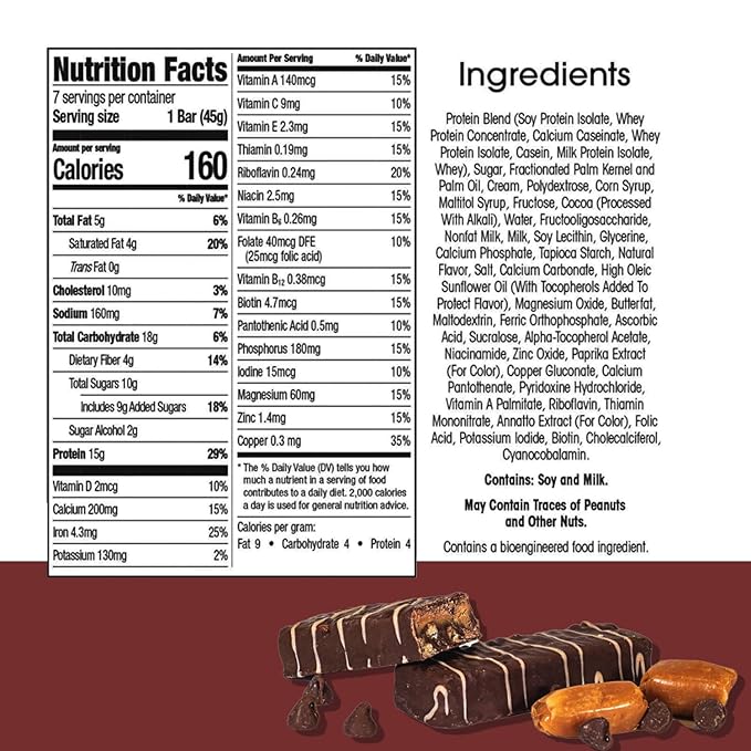 BestMed Protein Bar – 15g Protein, Low Carb, Low Sugar, High Fiber, Low Calorie Meal Replacement Nutrition Bar, Healthy Snack for Weight Management Diet (Caramel Cocoa, 7 Count)