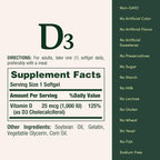 Nature’s Bounty Vitamin D3 1000 IU, Immune Support, Helps Maintain Healthy Bones, 250 Rapid Release Softgels