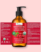 Yoken Rosehip Seed Oil Organic, USDA Certified 100% Pure Rosehip Oils for Skin & Hair, 8 fl oz Cold Pressed Rose Hip Oil for Full Body Care, Moisturizing, Gua Sha, Massage, Carrier Oil
