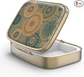 Pill Case Pill Box with Mirror Retro 2 Compartment Small Pill Case for Purse or Pocket Bronze Rectangular Pill Box or Vitamins, Fish Oil, Supplements, Pill Containe Travel Gifts（Retro Mandala）