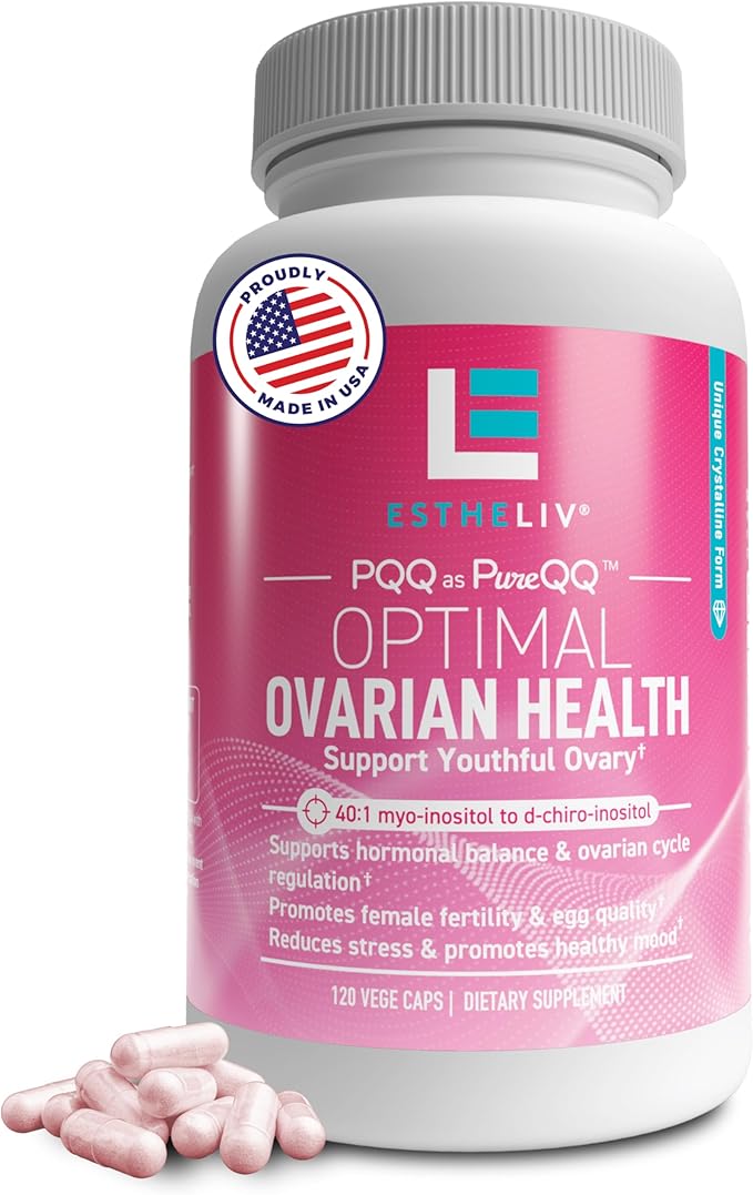 Optimal Ovarian Health | Myo-Inositol + D-Chiro & PQQ | Fertility, Hormonal & Ovarian Support | PCOS Ideal 40:1 Ratio | Vitamin B8 Inositol Supplement for Women | Non- GMO | 120 Capsules