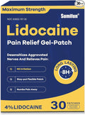 Sumifun 4% Lidocaine Pain Relief Patches 30 Count Maximum Strength Numbing Gel Patch for Back Knee Neck Joint Ache Muscle Soreness Topical Analgesic