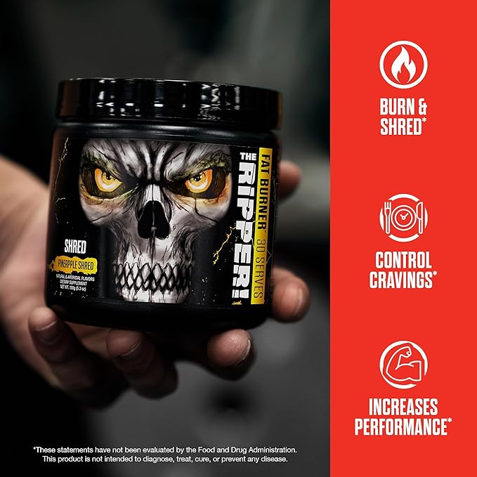 JNX SPORTS The Ripper! Fat Burner Pre Workout for Men & Women – Thermogenic Fat Burning Powder & Appetite Suppressant, Boost Energy & Endurance – Blue Raspberry, Pre Workout Packets, 5x5 g Sticks