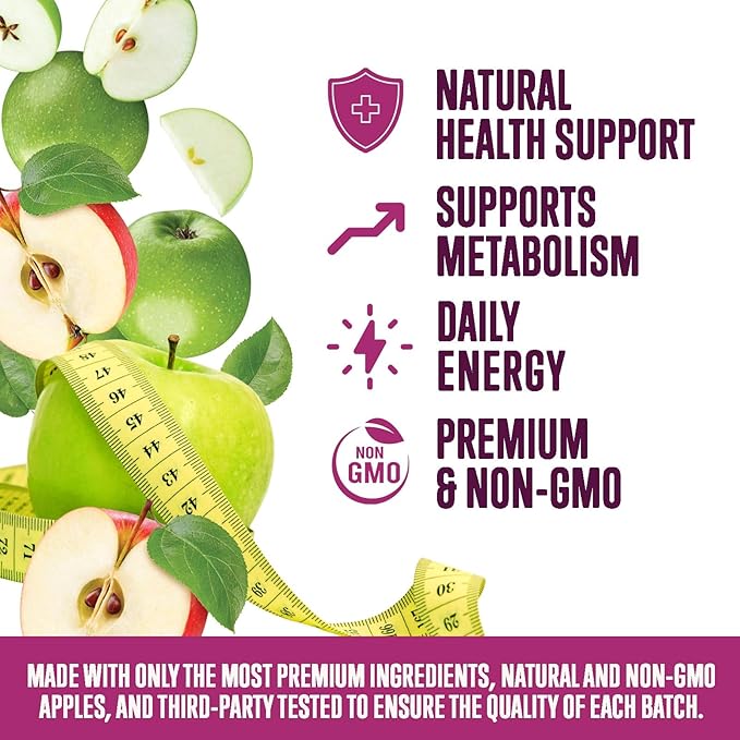 Apple Cider Vinegar Gummies 1000mg per Serving - Sugar Free Max Strength ACV Gummy Vitamins Supplement, Advanced Formula, Vitamin B12 Supports Metabolism & Energy, Keto Friendly, Vegan, 60 Gummies