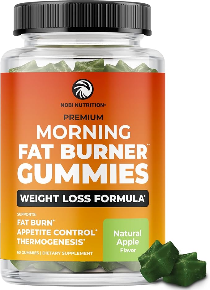 Morning Fat Burner Gummies | Weight Loss for Women & Men | Appetite Suppressant & Metabolism Booster | Thermogenic Belly Fat Burner with Green Tea, Garcinia, Green Coffee Bean & More | 60 Gummies