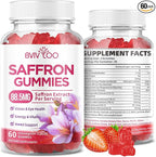 Saffron Gummies for Adult Kids, 10-IN-1 Formula with Saffron 88.5mg, Vitamins D3 & B6, Magnesium, Zinc, Ashwagandha, L-Theanine, St. John's Wort - Supports Mood & Focus, Strawberry Flavor, 60 Count