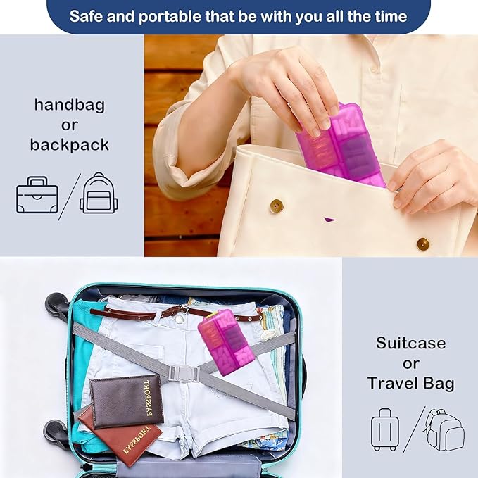 2026 New Extra Large Pill Box with Medicine Labels Travel Essentials Daily Med Container Mini Medication Organizer Storage Organizer Case 7 Day Pill Organizer(Blue+Pink+Purple)