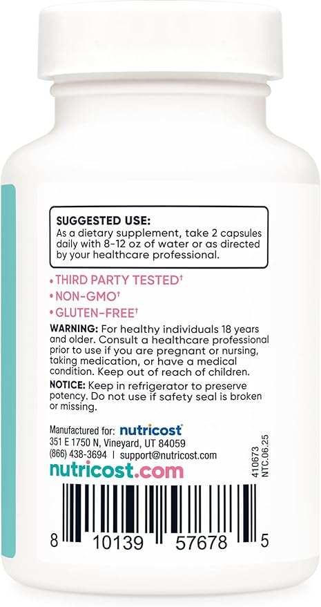 Nutricost Vaginal Probiotic for Women (10 Billion CFU) 60 Capsules - GMO-Free, Gluten-Free, 30 Servings