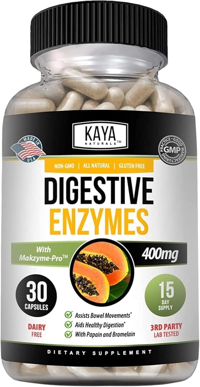 Kaya Naturals Digestive Enzymes with Prebiotics & Probiotics - Constipation & Bloating Relief Pills for Women & Men - Aids Immune Function - Digestion Support - 30 Veggie Capsules