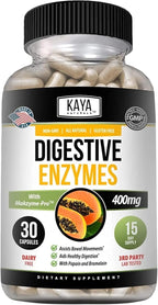 Kaya Naturals Digestive Enzymes with Prebiotics & Probiotics - Constipation & Bloating Relief Pills for Women & Men - Aids Immune Function - Digestion Support - 30 Veggie Capsules