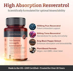 pureclinica 1000mg Resveratrol x 90 Tablets (3 Months Supply). 10 x Strength with Black Pepper Extract for Faster Absorption