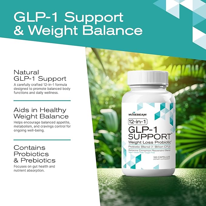 GLP-1 Support Probiotic Weight Loss Supplement - Women Men GLP1 Support with Berberine - Appetite Suppressant Hunger Control Metabolism Fat Burn & Gut Health Support