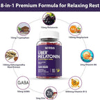 Melatonin Gummies 10mg 20mg for Adults, Melatonin 10 mg per Gummy with Ashwagandha, Magnesium Glycinate, GABA, L-theanine, Valerian Root & Lemon Balm, Rest Support Supplement, Grape Flavor, 2-Pack