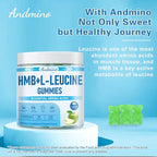 HMB and L-Leucine Gummies, 3000mg, with Trehalose, for Muscle Growth, Muscle Relief and Workout Recovery, for Adults & Elder, Non-GMO, Vegan, Gluten Free, Apple Flavor, 120