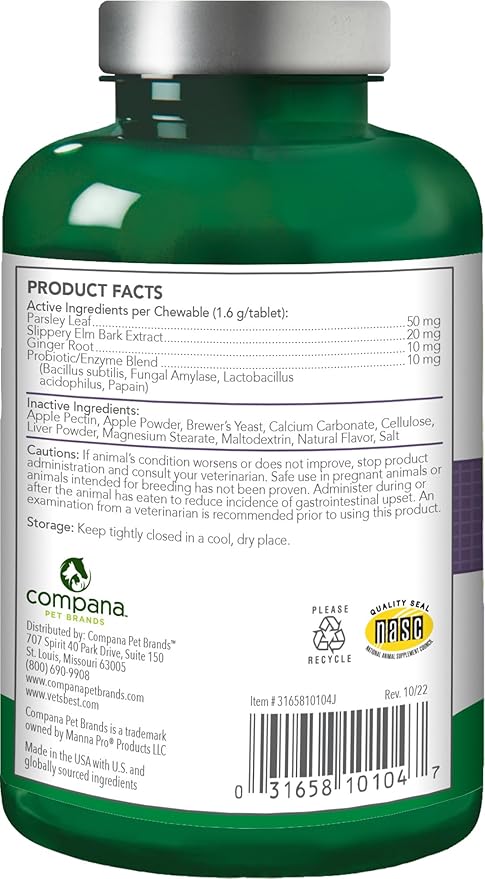 Vet's Best Gas Busters Dog Supplements - Gas, Bloating, Constipation Relief and Digestion Aid for Dogs - 90 Chewable Tablets, (Pack of 2)