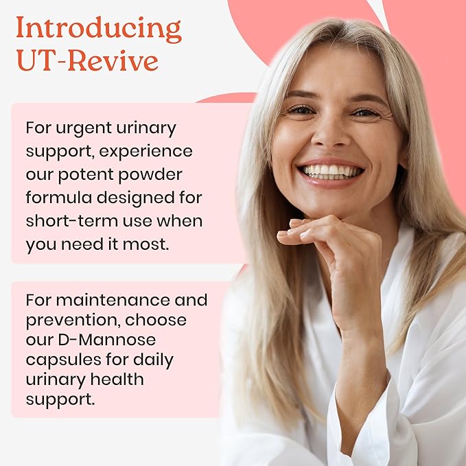 NewLife Naturals UT Revive with D Mannose Powder – UT Support for Urgency, Natural Urinary Tract Health for Women - with Cranberry, Blueberry & Botanicals – Short Term Potent Formula - 10 Servings