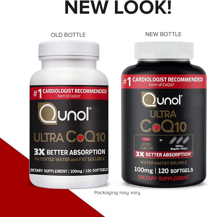 Qunol Ultra CoQ10 100mg, 3x Better Absorption, Patented Water and Fat Soluble Natural Supplement Form of Coenzyme Q10, Antioxidant for Heart Health, 240 Count Softgels