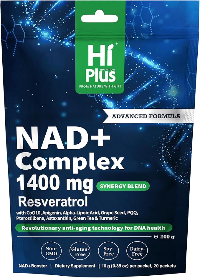 1400mg NAD+ Liquid Supplement for Anti Aging and Cell Regeneration, Premium Alternative Liposomal, Nicotinamide Riboside with Resveratrol, PQQ & CoQ10 - Advanced Cellular Energy, 20 Pack