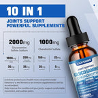2 Pack Glucosamine Chondroitin MSM Liquid Drops - Extra Strength Joint Support Supplement for Adults with Quercetin Boswelia, Bromelain, Hyaluronic Acid, Antioxidant Immune Support (4 Fl oz)