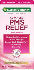 Nature’s Bounty Optimal Solutions Advanced PMS Relief for Menstrual Cycle Support, PMS Support Supplement for Women, Bloating Relief – Chasteberry, Hormone-Free, 60 Vegetarian Capsules
