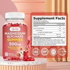 Magnesium Glycinate Gummies 500mg for Adults & Kids Magnesium Supplement with Vitamin B6-Natural Calm Gummies-Calm Mood, Muscle & Sleep Support-Strawberry Flavor, 120 Gummies