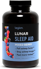LEGION Lunar Natural Sleep Aid Chewable Tablets with Melatonin, L-Glycine, 30 Serving