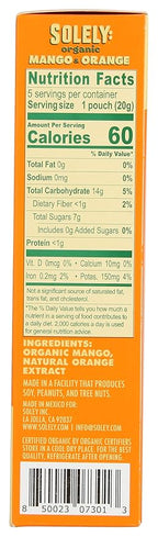 SOLELY - Organic Mango & Orange Whole Fruit Gummies (Pack of 2 Box, 5 Bags per Box) - Real Fresh Fruit - Healthy Snacks for Adults & Kids - Non GMO, Vegan Snacks, Shelf Stable - 5 Bags (3.5 oz)
