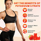 Potassium Citrate Gummies 1200mg for Adults, Women & Men Chewable Potassium Supplement for Muscle Health & Electrolyte Support Sugar Free, Strawberry Flavor, 60 Count