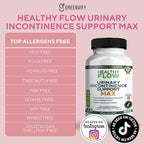 Healthy Flow Urinary Incontinence Support Max, 60 Veggie Capsules, Cranberry Juice Hibiscus Dandelion Formula, 30 Day Supply (3)