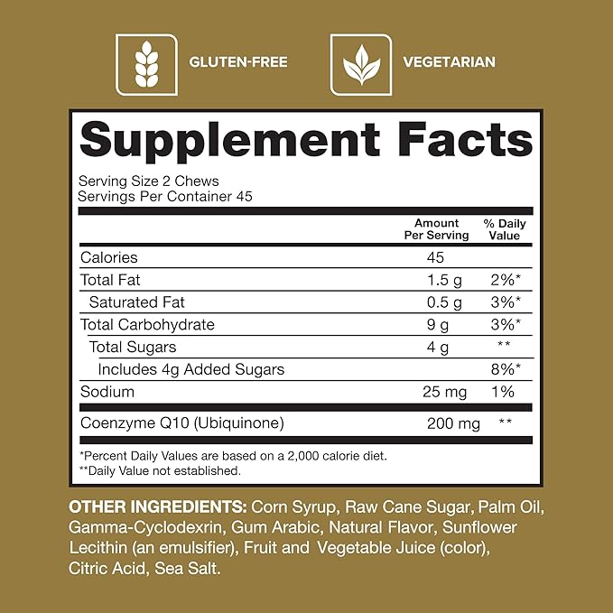 Qunol CoQ10 200mg Soft Chews,Extra Strength & Ultra High Absorption Coenzyme Q10 Supplement,#1 Cardiologist Recommended Supplement for Heart Health,90 Count (Pack of 2)