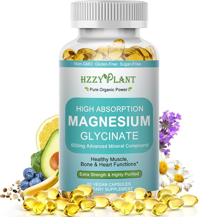 Magnesium Glycinate 500mg Softgels, High Absorption Magnesium Supplement Softgel Capsules for Muscle, Heart, Sleep & Bone Support, Stress Relief, Nerve Health & Metabolism, Non-GMO, 2 Month Supply