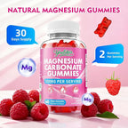 Magnesium Carbonate 500mg Gummies, High Absorption Magnesium Supplement for Adults - Support Muscle Function, Vegan, Sugar Free, Raspberry Flavor, 60 Count