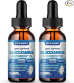 2 Pack Glucosamine Chondroitin MSM Liquid Drops - Extra Strength Joint Support Supplement for Adults with Quercetin Boswelia, Bromelain, Hyaluronic Acid, Antioxidant Immune Support (4 Fl oz)