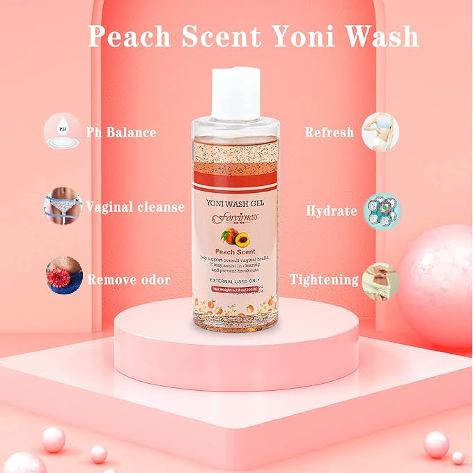 Feminine Wash for Women pH Balance, Peach Yoni Wash with Coconut Oil, Aloe Vera Extract, 6.7 fl.oz Intimate Wash