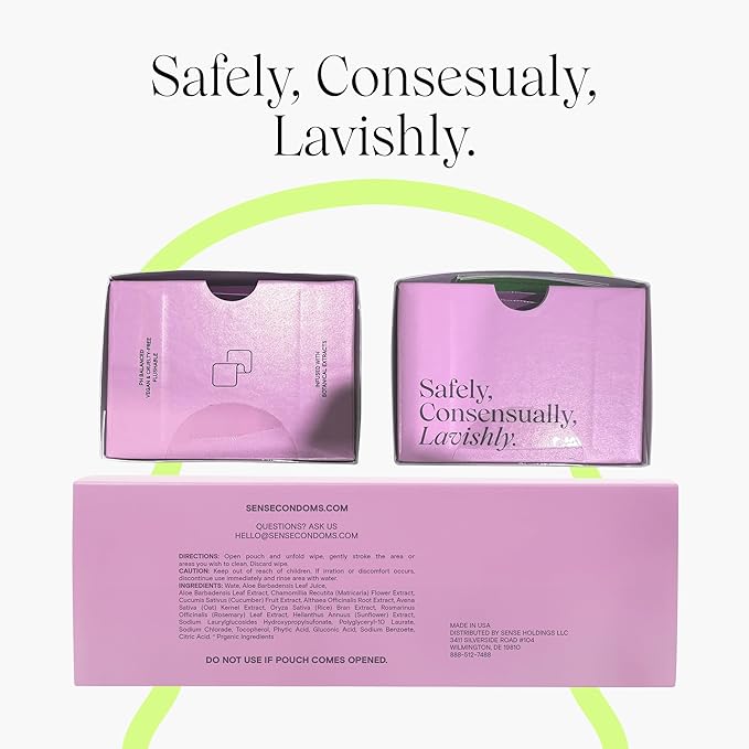 Sense Cleansing Wipes (12 Pack) Individually Wrapped pH Balance Wipes for Women - Made in the USA, Flushable Wipe, On-The-Go Before and After Freshness Intimate Wipe, Feminine Care