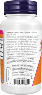 Vitamin D-3 & K-2 120 VegiCaps (Pack of 2)