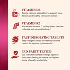 BioSchwartz Bariatric D3 K2 Dissolvable Tablets - 90 Cherry-Strawberry Tablets - Supports Bone Strength - Bariatric Vitamins for Women with Vitamin D3 5000 IU - Third Party Tested, 90 Servings