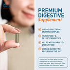 Dr. Tobias Digestive Enzymes with Probiotics, Prebiotics and Postbiotics Bromelain, Amylase, Lipase, for Better Digestion & Immune Function, 120 Capsules 60 Servings (2 Daily)