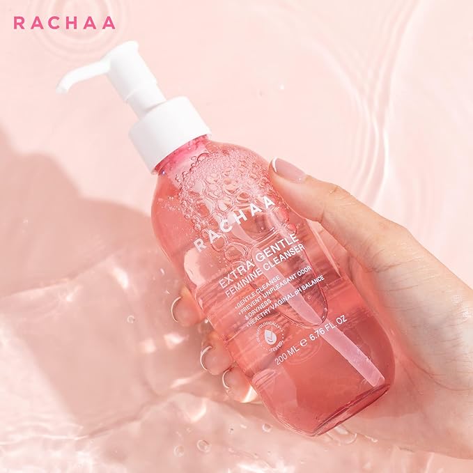 RACHAA Feminine Wash for Women - Gentle Daily Intimate Cleanser for Lightening, Moisturizing, Cleansing with Vitamin C, Tea Tree Oil & Lactic Acid - Sensitive, Hypoallergenic & pH Balance, 6.76 FL.Oz