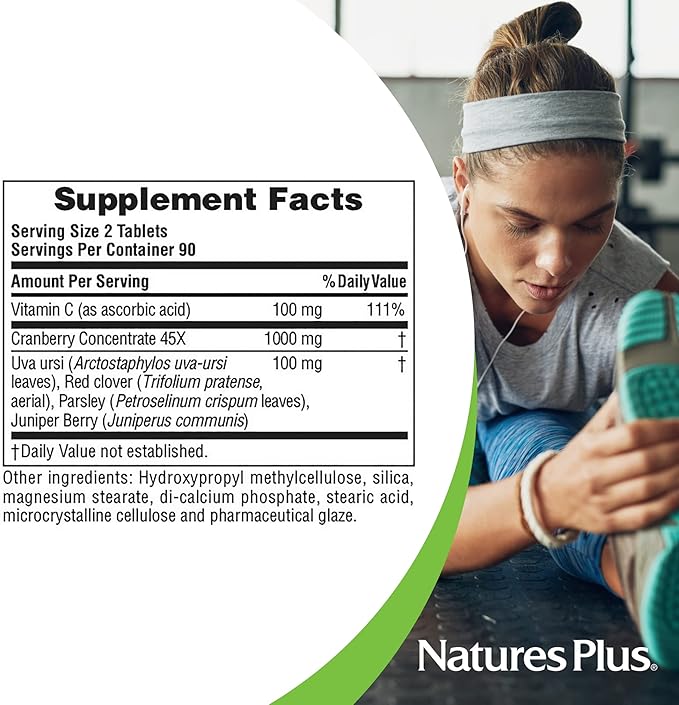 NaturesPlus Ultra Cranberry 1000-180 Sustained Release Tablets, Pack of 2 - Supports a Healthy Urinary Tract - Non-GMO, Vegetarian, Gluten Free - 180 Total Servings