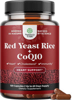 Natures Craft Red Yeast Rice with CoQ10 Supplement - Advanced Healthy Heart & Healthy Cholesterol Levels Formula for Men & Women - Red Yeast Rice Capsules with 1200 mg per Serving and CoQ10-120 Count