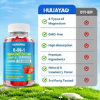 Magnesium Complex Gummies for Women Men 8 in 1, Magnesium Glycinate, Citrate, Malate, Taurate, Supports Bones, Muscle, Nerve Health, Sugar-Free, Vegan Non-GMO, Strawberry Flavor, 60 Count