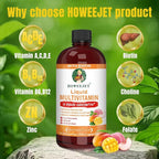Liquid Multivitamin for Hair Growth | Biotin 10000mcg | Hair & Skin Support Supplement | Clinically Tested for Thicker Hair & Skin Elasticity | Suitable for Women & Men, Ages 18+ | 15.22 Fl Oz (1)