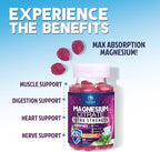 Magnesium Citrate Gummy - High Absorption Magnesium Gummies for Adults & Kids - Enhanced Bioavailability Form Mag Citrate Supplement - Improved Vegan Formula - Delicious Raspberry Flavor - 60 Gummies