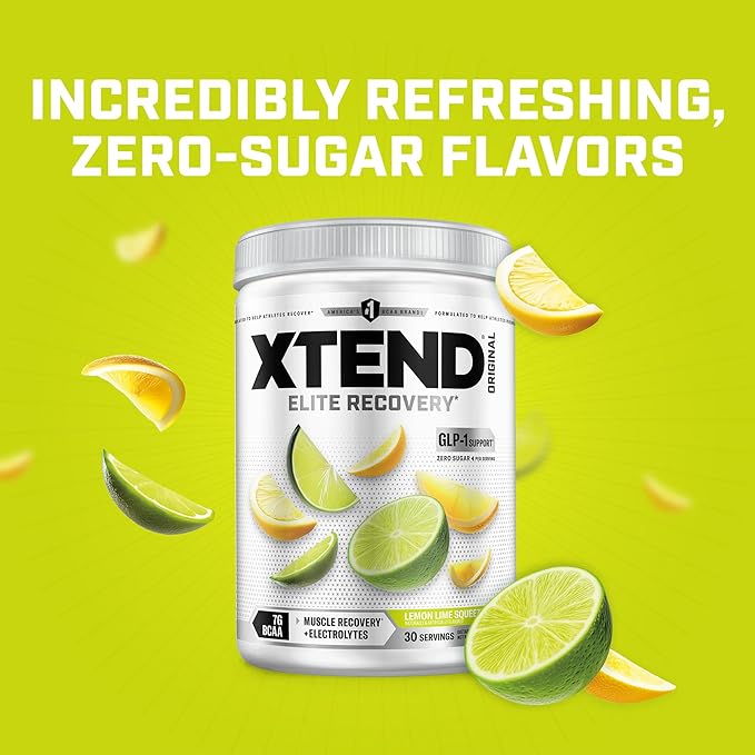 Xtend Original BCAA Powder, 7g BCAAs and 2.5g L-Glutamine for Muscle Recovery Hydration and Lean Muscle, Sugar Free Intra and Post Workout Drink with Electrolytes, Lemon Lime Squeeze, 30 Servings