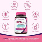 Doctor's Recipes Iron Supplement for Pregnant Women, Chelated Iron Bisglycinate, with Vitamin C for High Absorption, Gentle, Red Blood Cell Production Support, 60 Vegan Caps
