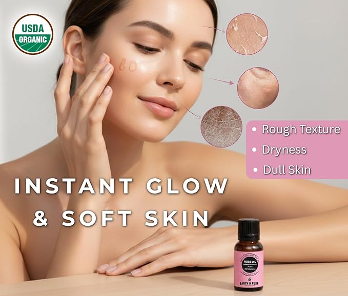 Earth N Pure Rose (Gulab Oil) Essential Oil Natural and Therapeutic Grade with Glass Dropper - 100 ml